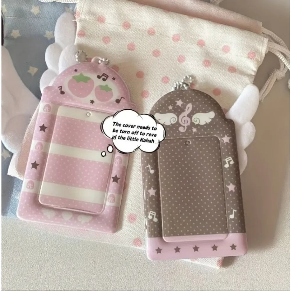 Cute Strawberry Card Holder 3 Inch Sweet Pink Kpop Photocard Holder Idol Photo Card Protective Sleeves Couple Photo Dispaly Case