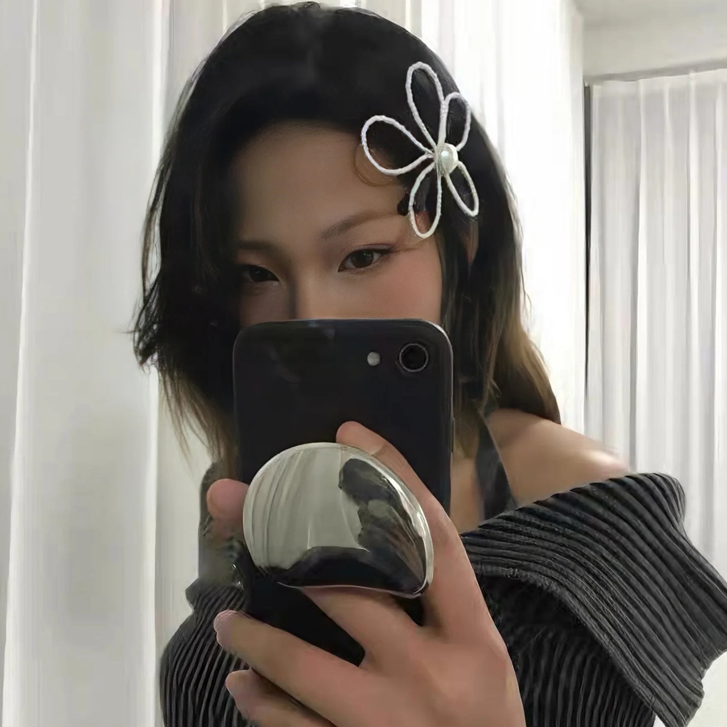 1pcs Pearl Flower Hair Clip Side Bangs Barrettes for Women Girls Non Slip Hairpin Hair Accessories