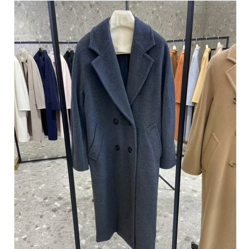 101801 Italy imported double-sided cashmere coat for women medium and long 2025 new original woolen coat for women