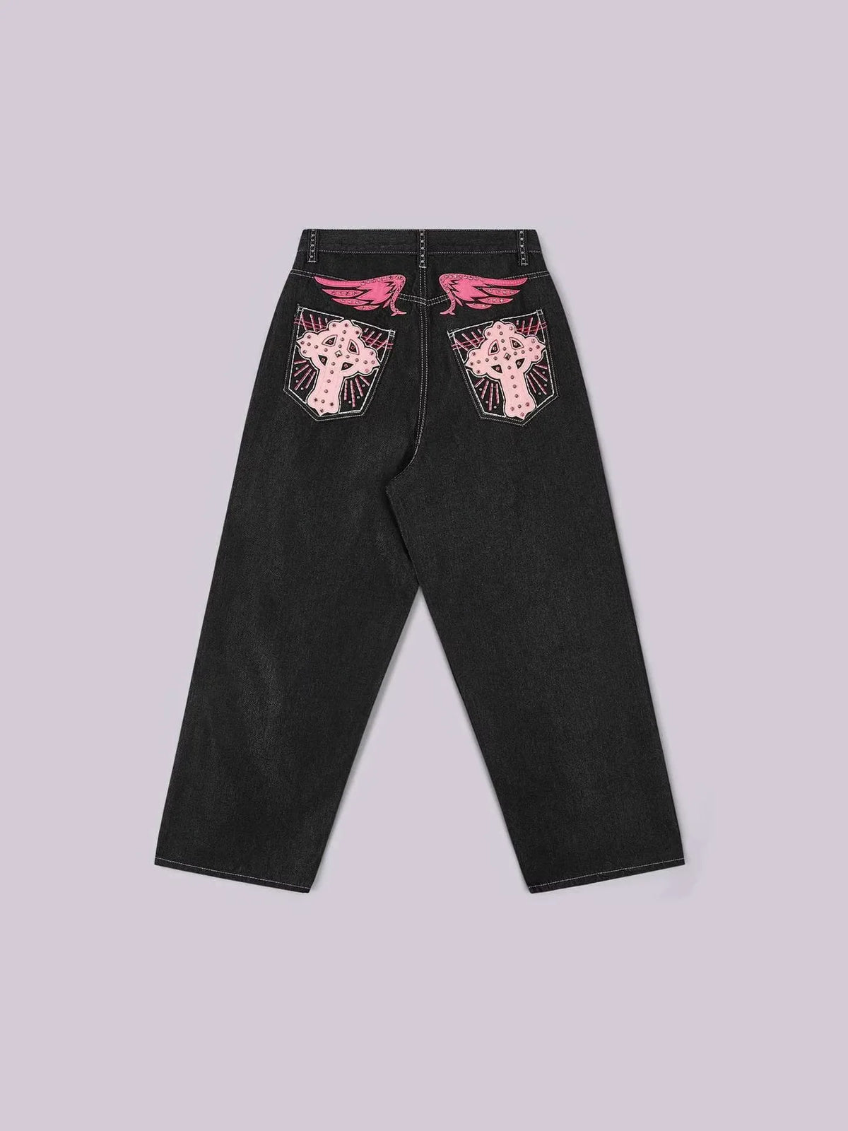 Gothic Rhinestone Wide-Leg Jeans | Inspired by Manon