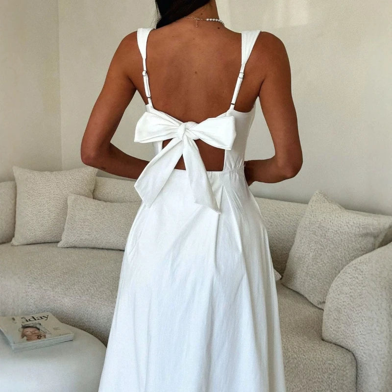 Square Collar Spaghetti Strap Backless Slim Maxi Dress | Inspired by Neslihan Atagül