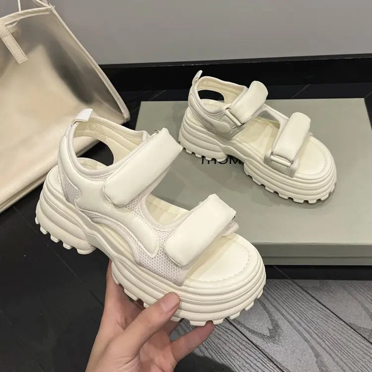 2023 Summer New Platform Women Sandals Fashion Open Toe Thick Sole Flats Shoes Ladies Elegant Gladiator Sandalias