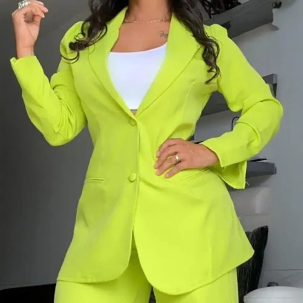 Elegant Blazer Women's Two Piece Suit Business Outfit Casual Blazer Jacket Wide Leg Dressy Pants Set Formal Office Women Suit