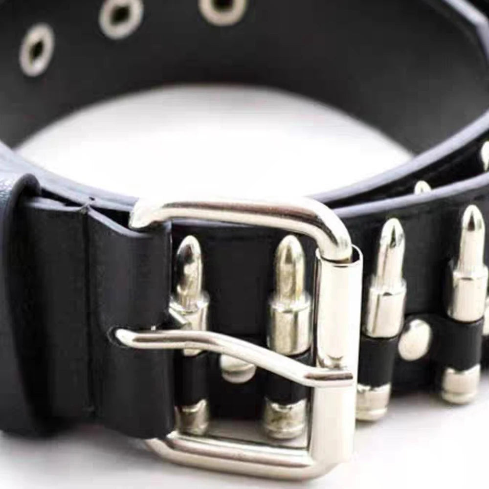 Fashion Sturdy Punk Bullet Rivet Belt Men Women Punk Hardware Jeans Belt Y2K Leather Waistband Women's Bullet Belt Accessories