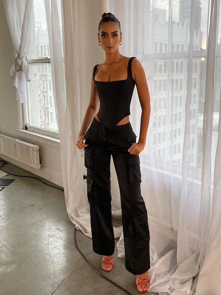 Corset Bandage Top Women Black Camisole Short Cropped Tank Tops 2023 Summer Sexy Elegant Nightclub Evening Party Female Clothes