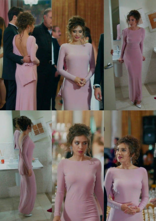 Trendy Elegant High-Waist Long-Sleeved Bodycon Dress Autumn New Style Individual Solid Color Figure-Hugging Sexy