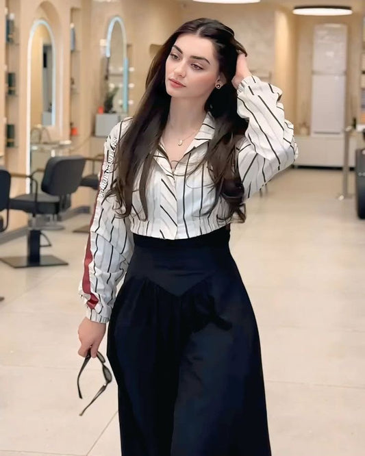 Korean Loose Striped Shirt Women Autumn Casual Blouse Oversized Long Sleeve Turn Down Collar Top French Chic Office Lady Clothes