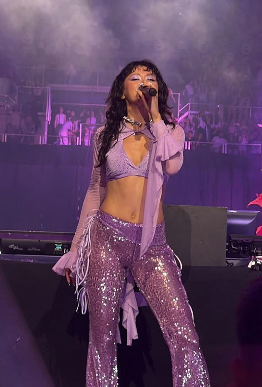 New Women Casual Sequin Sparkle Glitter Pants High Waist Flared Pants Elastic Loose Wide Disco Trousers Clubwear  Costumes