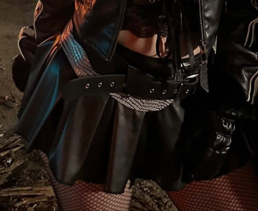 Women's Black Gothic A-line Pleated Leather Skirt Y2k Mini Shorts Skirts Harajuku Korean Emo Skirt 2000s Vintage Clothes Summer
