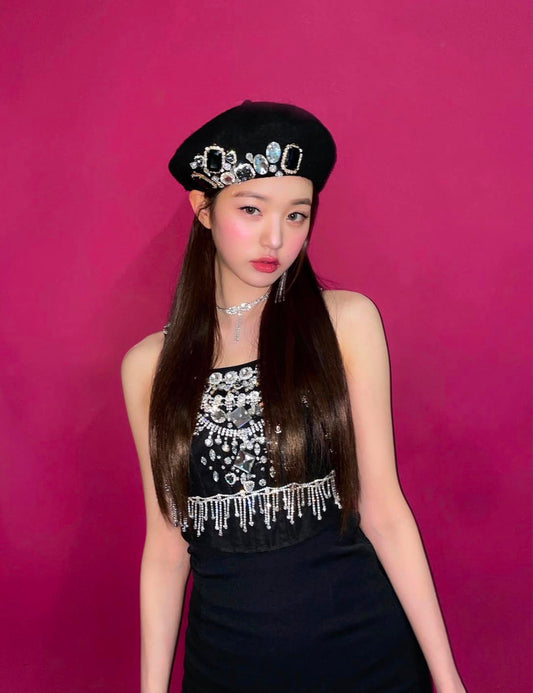 Female Singer Kpop Stage Outfit Black Shiny Rhinestone Sling Short Dress Women Group Jazz Dance Costume Stage Performance Wear