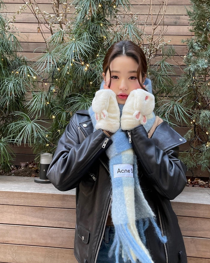 1 Pair Fingerless Winter Gloves Warm Polyester Lined Rabbit Ear Design Hand Protectors For Women Touch Screen Mittens Cycling