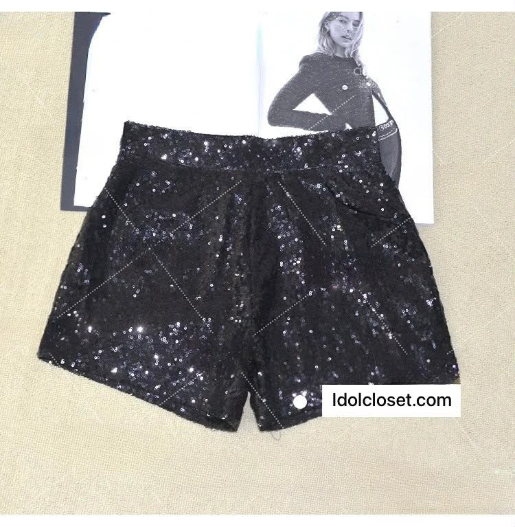 Sequin Crop Top & Slim Shorts Stage Costume | Inspired by Wonyoung