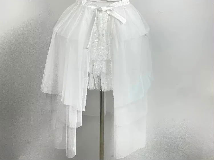 White Lace-up Vest & Princess Skirt Set | Inspired by Wonyoung